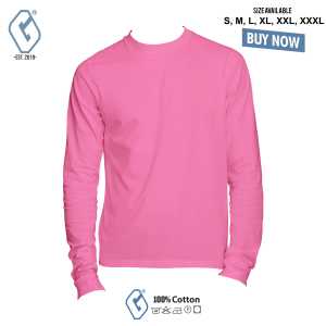 kaos polos pink baby combed 30s longsleeve / baju distro polos panjang