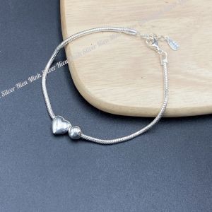 Lắc Tay Nữ Bạc Ta Nguyên Chất S99 Dây Mì Mix Charm Chính Hãng BẠC HIỂU MINH LTU615
