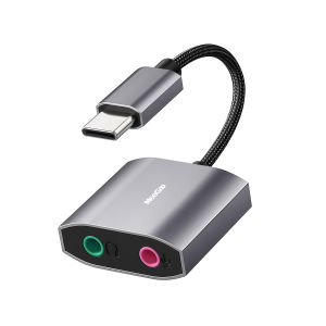 MeeGoo USB TYPE C Stereo Audio Splitter External Aux Audio Sound Card with Earphone/Mic Adapter for Computer Headphone