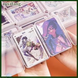 ruyifang กล่องเก็บของพลาสติกใสกล่องเก็บการ์ดขนาดเล็กกล่องจัดระเบียบโต๊ะกล่องเครื่องเขียน