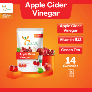 Youvit Apple Cider Vinegar Gummy 7 Days (14 Pcs) Helps Boost Metabolism with Apple Vitamin B12 | Cuka Apel