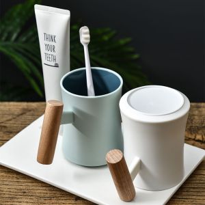400ml Mimimalist Wooden Handle Mug Drinking Cup Kitchenware For Drinking Coffee Milk Tea