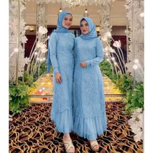 GAMIS MAXI TANIA/ SIZE M-L-XL-XXL/ BAHAN TILE RUBY MUTIARA/ DRESS MUSLIM SERAGAM PESTA KONDANGAN/ BAJU CANTIK TERKINI KELUARGA