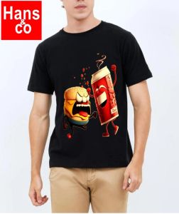 Kaos Pria Model Terkini Trending Motif 3D Bahan katun 24s Burger  H01