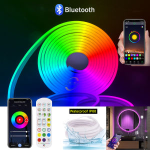 VcMall 5 Meter LED Strip Light Eye Protect RGB Strip Change Color Sync Music Set Timed Flexible Neon Light Outdoor Waterproof Smart Tuya Wi-Fi/Bluetooth Control Sign Neon Light Tape Ribbon Back light Decoration