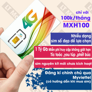 FREESHIP - CHƯA KÍCH HOẠT.Sim 5G Viettel MXH100 Tỷ GB Lướt you.tu.be fa.book tik.tok Không Giới Hạn – Chọn Số Đẹp – chỉ với 100K/Tháng