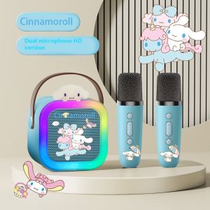 Childrens music toys Stitch Sanrio Dual Microphone Wireless K Song Speaker Portable Mini Family Karaoke Jukebox Integrated Microphone Cute Cartoon Bluetooth Speaker