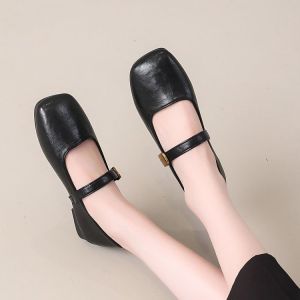 Free Shipping Retro Square-Toe Shallow Flats For Women 2026 Autumn New Style Perfect With Dresses Evening Wear Gentle And Soft Flat-Soled Shoes