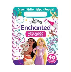 Disney Princess Wipe Clean Learning Activity Book with Pen for Kids to Draw & Play Enchanted Puzzles
