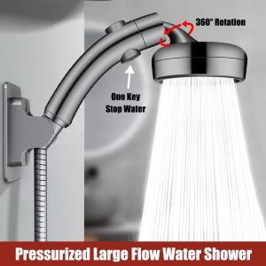 GTRBFDS with Stop Button High Pressure Shower Head Plastic Adjustable Handheld Showerhead Convenient Water-Efficient Rainfall Showerhead Bathroom Accessories