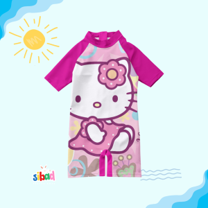 SIBAD Baju Renang Anak Perempuan Cewek Hello Kitty Pink Putih Umur 1-10 Tahun