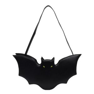DYJKOUG 3D Bat Shoulder Bag Large Capacity PU Leather Halloween Handbag Casual Bag Black Creative Animal Purse Women