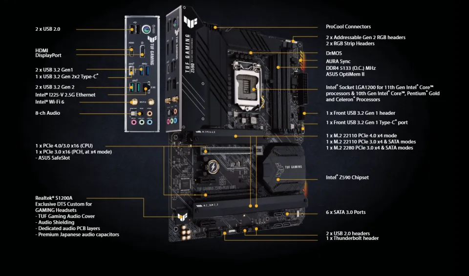ASUS TUF GAMING Z590-PLUS WIFI LGA 1200 ATX Intel Motherboard