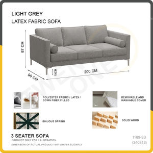 [SG Seller] Pet Friendly Fabric Latex Sofa (Available in 3-Seater /2-Seater+ Chaise / Covers are Removable and Washable)
