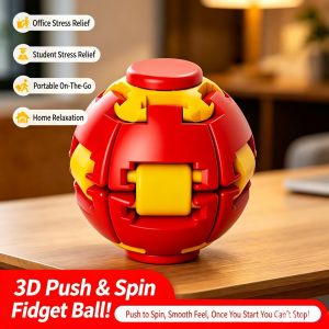 👍SG Seller Popular stress-relief ball finger-button gear ball toy multi-color swirl 3D press-and-rotate finger toy