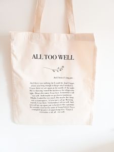 And I know it’s no longer available… A bag inspired by a novel. Red floral tote bag with letters Nourdesign