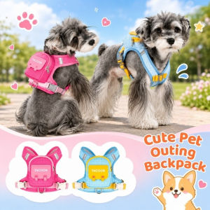 Dog Chest Harness Pet Backpack Vest Small Breed Outdoor Walking Adjustable Lightweight Carrier