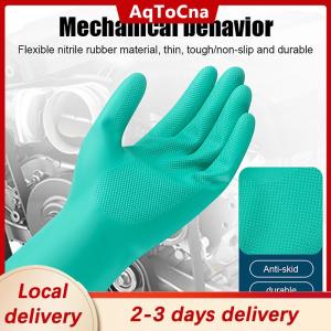 [COD] AqToCna Ship within 24 hours 1Pair Thick Nitrile Gloves - Chemical Acid Resistant Waterproof Long Sleeve Gloves For Gardening Chemical Painting Latex Free