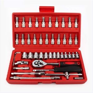 Kunci Socket 46 Pcs 1/4" + Obeng Shock Tool Kit Set