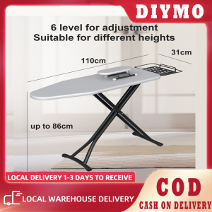 Folding Ironing Board with Safety Iron Rest Height Adjustment 6 Gears Clothing Home Laundry Room or Dorm Use Ironing board