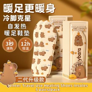 5 pairs/pack Winter Travel Use Auto Heating Shoes Insoles 一次性自发热暖足鞋垫 男女款艾草鞋垫暖脚神器 发热暖足鞋垫 冬天防寒装备