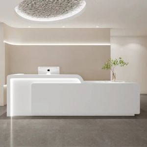 xpkQ Danish Creamy Style Cashier Counter Nordic High-end Clothing Store Beauty Company Reception Desk Office Furniture FYRD J6H9P