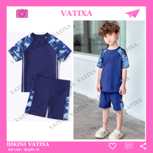 Đồ bơi bé trai quần rời size đại tới 40kg tay ngắn đi biển tập bơi dáng thể thao VATIXA BT03