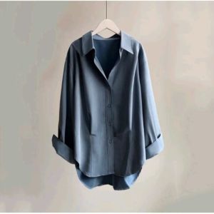 KAMEJA CASUAL WANITA /ALEN TOP/KAMEJA KOREA STYLE POLOS - Putih