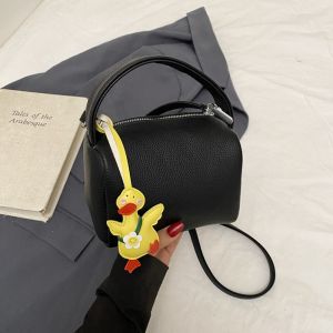 DINAH with Pendant Pillow Handbag Soild Color Luxury Women Clutch Purse Casual Zipper Boston Crossbody Bag Daily