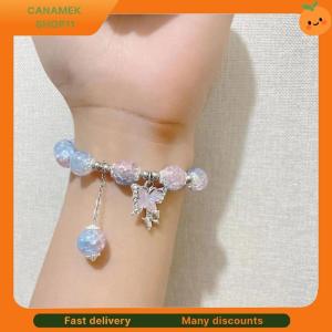 ❣️❣️❣️ Crystal Butterfly Pendant Elastic Bracelet Colorful Glass Beads Bracelet For Women Girls Fashion Jewelry Gifts
