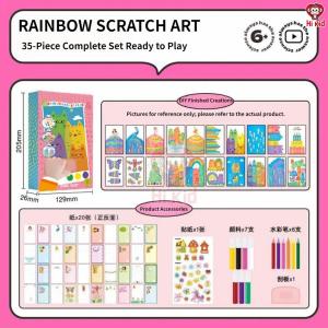 [SG Seller]Rainbow Scratch Art Kit 35Pcs Kids DIY Scratch Paper Set Complete Scratch Art Craft Kit Rainbow Scratch Art for Kids