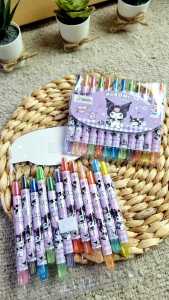 Crayon Sanrio Stick Putar isi 12 Warna Twist Pensil Pastel Krayon Set Mewarnai Anak
