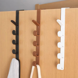 Christmas gift 【AYLMER】 Fivesegment Door Hook Coat Bag Towels Cap Hair Bands Seamless Holder Home Bedroom Storage Organization Plastic Pure Color Rack