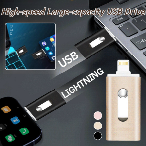 Dual-purpose 3-in-1 Flash Memory USB Drive Push And Pull High-speed Large-capacity 128GB For Phone Tablet PC