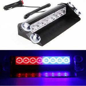 MADEWITH 8 LED Strobe Light Suction Cup Mount Blue Red Light Safety Light Bar Bright Lamp Design Warning Light for Car Truck Vehicle