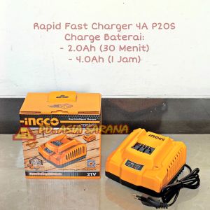 Rapid Fast Charger 4A Battery 20v INGCO FCLI2003 Baterai Cordless P20S