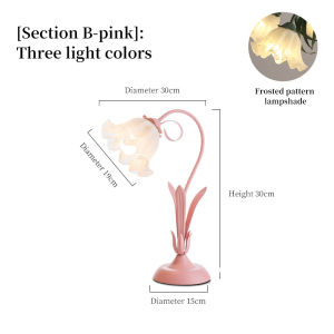 Flower table lamp bedroom bedside lamp vintage American rustic warm and romantic girl heart Netflix wedding gift lamps