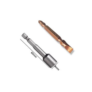 Paket 2Pcs Mata Bor Obeng Sekrup Driver Plus + PH2x65mm With Magnet Holder Dan Blackfoot Mata Sock Roffing Hex Nut Sok 65X8mm Baja Ringan Gypsum Plafon