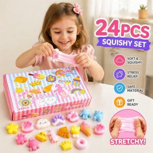 Squishy Toys Blind Box Set 24 Pcs Soft Silicone Slow Rebound Stress Relief Fidget Toys