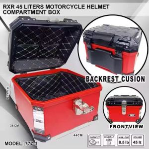 HARD PLASTIK TOP BOX 45L w/backrest Motorcycle Compartment Box Helmet Box Black Model: 777-1