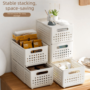 YUBAGUANB Stackable Expandable Storage Box Large Capacity Ventilated Holes Retractable Storage Basket Drawer-Style Space-Saving Kitchen Organizer Box Wardrobe