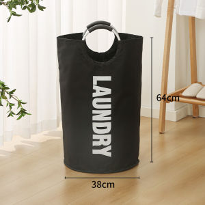 JustLiving 1PC Bucket Bag Large Heavy Capacity Laundry for Dirty Clothes Foldable Linen with Buckle Handle Foldable Clothes Basket for Washing Storage