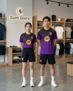 Bộ Quần Áo Bóng Đá Độc Lạ Đẹp - Đồ Đá Banh CLB Barca Tím Siêu Chất Vải Thun Thể Thao Thoáng Mát