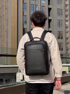 Executive Backpack Men PU Leather Satchel USB Charging Briefcase Office Travel Laptop Office Business Shoulder Backpack Male