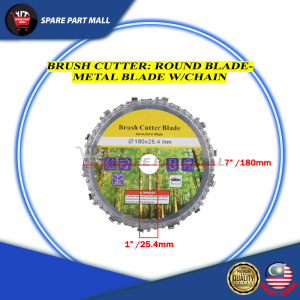 BRUSH CUTTER ROUND METAL BLADE W/CHAIN 7" 9” DURABLE MATA PEMOTONG MESIN RUMPUT WOOD CARVING CHAIN SAW DISC TRIMMER HEAD