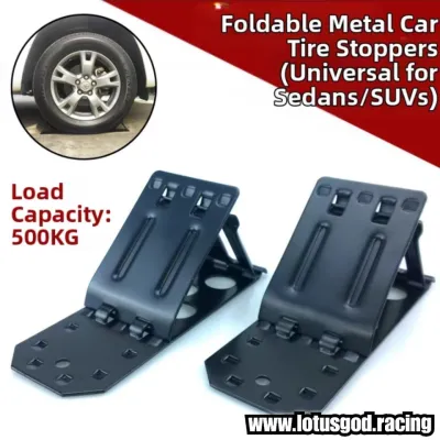 Universal Solid Folding Metal Wheel Chock Heavy Duty Rim Block Anti Slip Slope Strong Base Tyre Stopper Block For All Vehicle Sedan Sports Car Suv Etc (2 Pieces)