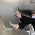 Giày Sandal Cao Gót Nữ Mũi Nhọn Quai Mảnh Bóng Cao Cấp Đế 5cm Thời Trang Khí Chất Phong Cách Anh Quốc CG22 Taoladyshoes. 