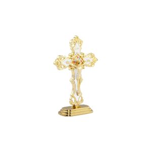 Nexlent Standing Crucifix Saint Benedict Metal Crucifix Cross Ornament Decoration Car and Office