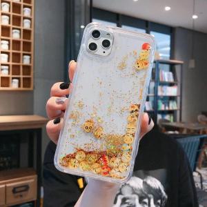 Cute Expression Quicksand Phone Case for IPhone 16 14 15 17 PRO MAX Gold Sands Liquid Cover Girls Gift Fundas Hard Shields Clear