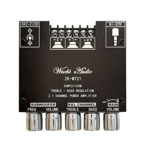 ส่งจากกรุงเทพ แอมป์จิ๋ว ZK MT21 2.1ช่องบลูทูธ5.0เครื่องขยายเสียง 50WX2 + 100W เครื่องขยายเสียงสเตอริโอบอร์ดแอมป์เบส AUX แอมป์จิ๋ว ZK-MT21 แอมป์จิ๋ว 12vแรงๆ